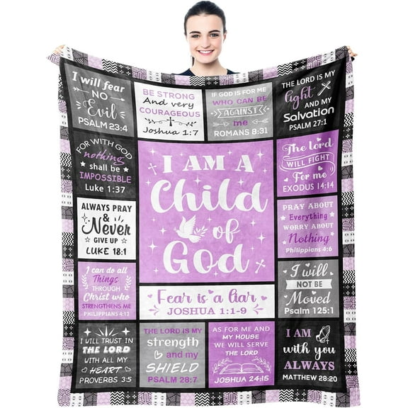 Christian Gifts for Women Men Blanket, Christian Gift for Kids, Religious Bible Catholic Spiritual Inspirational Baptism Birthday Gift Ideas Blankets