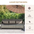 thumbnail image 3 of Grey 3-Seater Wicker Outdoor Sofa | Patio Conversation Set with Cushions - Perfect for Garden, Yard & Balcony Seating | Durable PE Rattan Design, 3 of 7