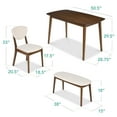 thumbnail image 7 of Best Choice Products 4-Piece Mid-Century Modern Upholstered Wooden Dining Set w/ 2 Chairs, Bench - Walnut/Cream, 7 of 7