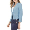 thumbnail image 4 of MODA NOVA Junior's Open Front Zipper Collarless Solid Cropped Blazer Grey Blue L, 4 of 5
