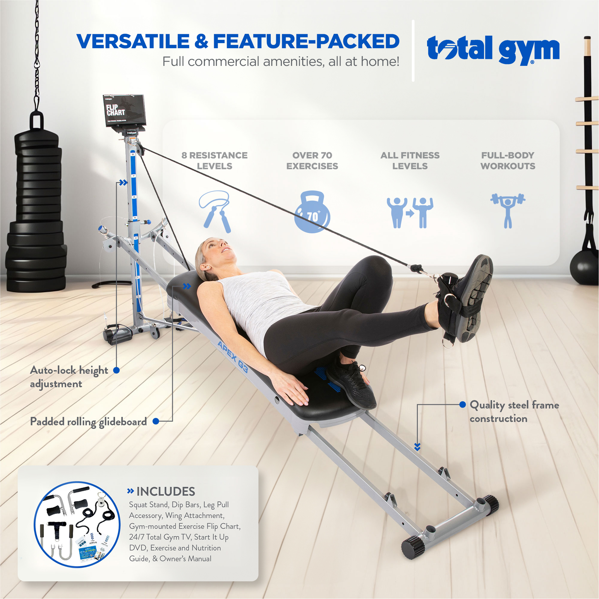 Total Gym APEX G3 Fitness Incline Weight Trainer with 8 Resistance Levels - image 2 of 11
