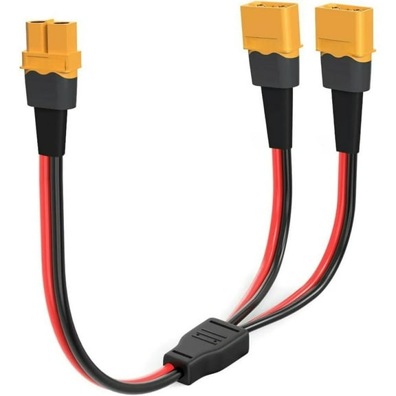 XT60 Y Splitter,12AWG XT60 1 Female to 2 Male Connector Cable UAV Phantom copter RC Car(1FT)