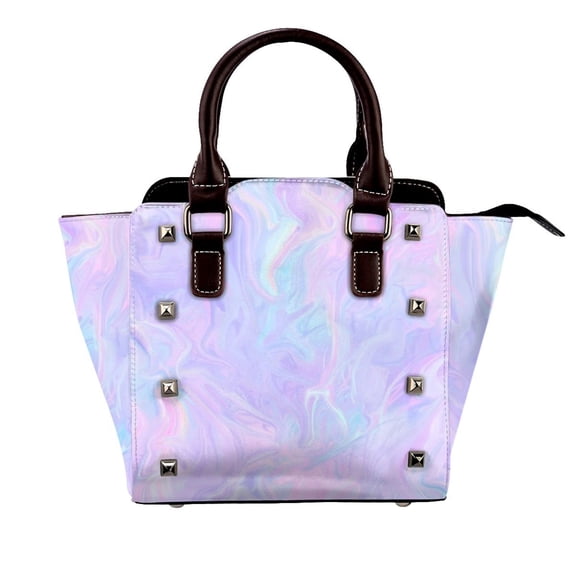 Pink Holographic Pastel Color Rivet Fashion One-Shoulder Women's Handbag Tote Bag