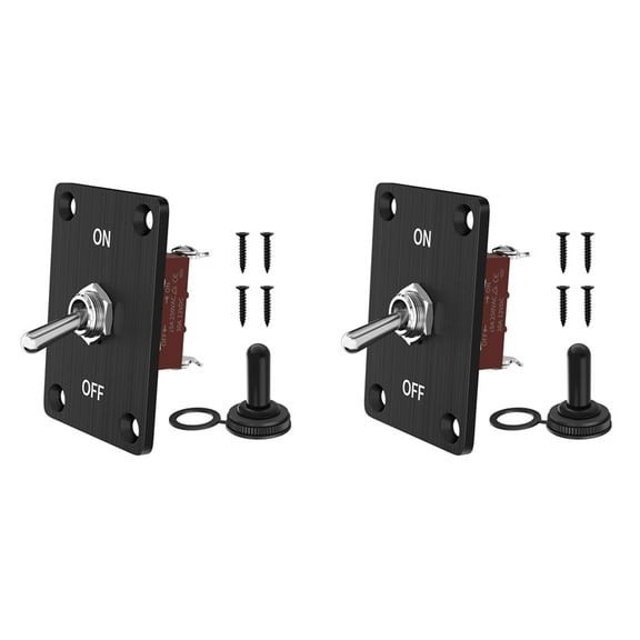 2X Heavy Duty Toggle Switch 12V DC30A Waterproof Toggle Switch 2 Pin ON/ SPST with Mounting Panel for Auto Car Boat