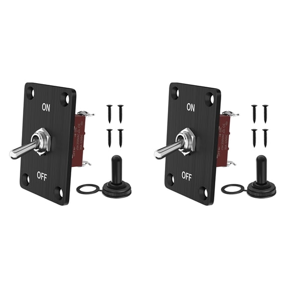 2X Heavy Duty Toggle Switch 12V DC30A Waterproof Toggle Switch 2 Pin ON/Off SPST with Mounting Panel for Auto Car Boat