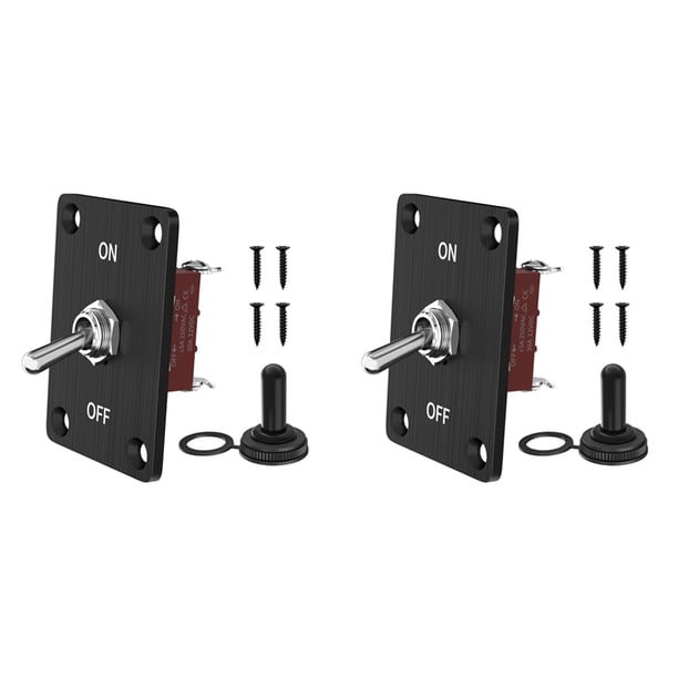 2X Interruptor de Palanca Resistente 12V DC30A Interruptor de Palanca Impermeable 2 ON/OFF SPST con Panel de Montaje para Auto Coche