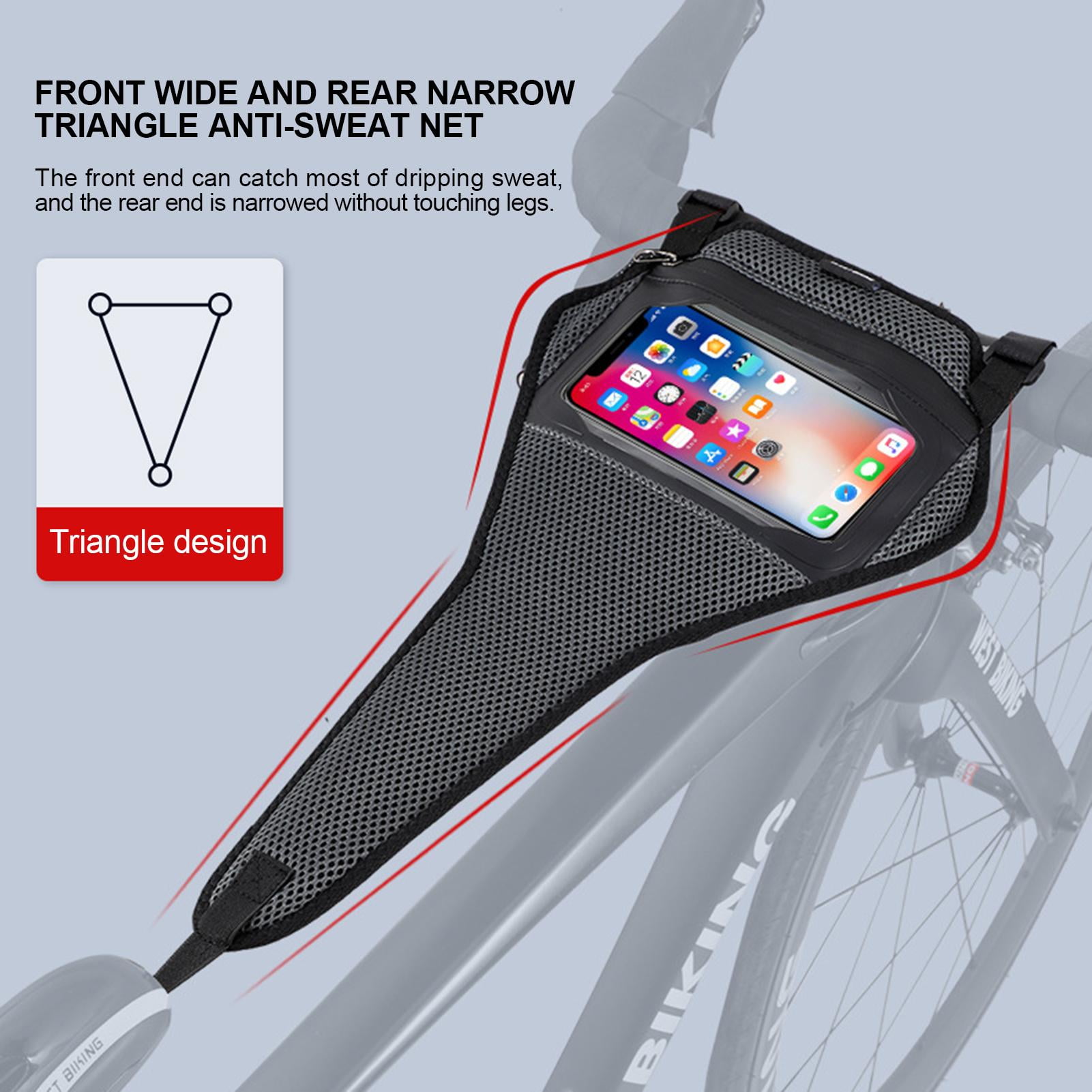 Sweat Guard Bike Frame Foldable Sweat Net For Indoor Cycling With Phone Holder Bag Adaptable Size