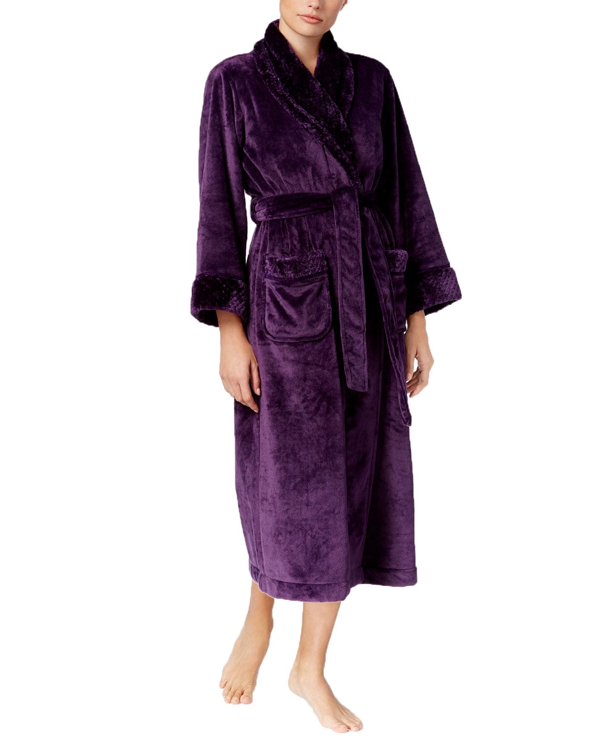 Charter Club Womens Dimple Contrast Long Bath Robe (Rich Concord, Large) -  