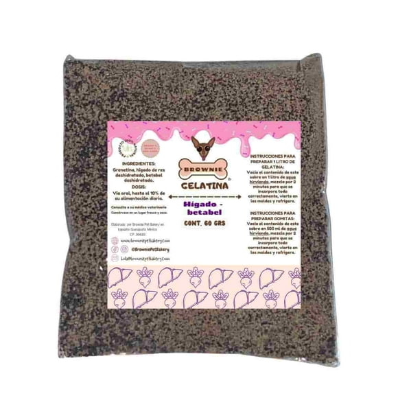 Gelatina para perro, sabor hígado-betabel, 2 piezas de 60 grs c/u , para perros de todas las razas y tamaños