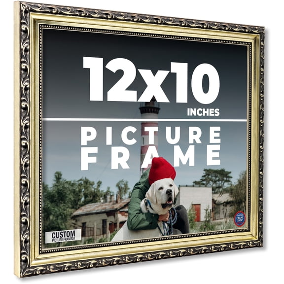 12x10 Frame Silver Solid Wood Picture Frame Width 1.125 Inches | Interior Frame Depth 0.375 Inches