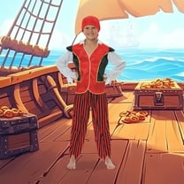 Red and Black Pirate Boy Child Halloween Costume - Medium