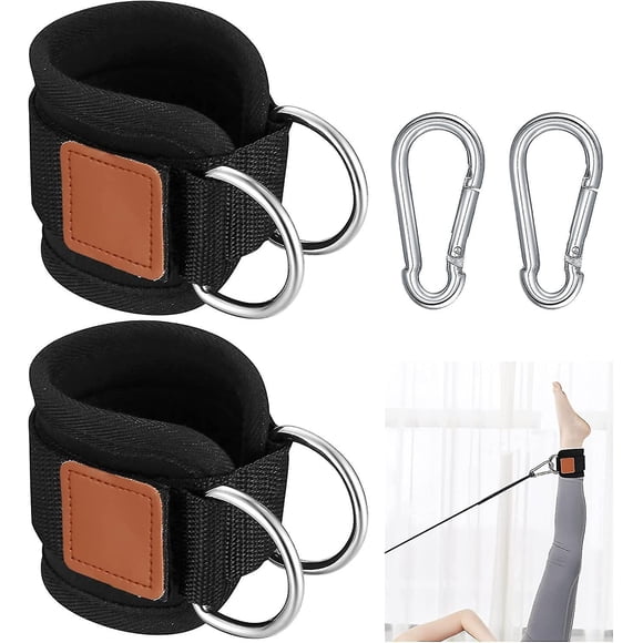 2 correas de tobillo ajustables para fitness, correa de tobillo con anilla en D, puños para máquina de cable de fitness