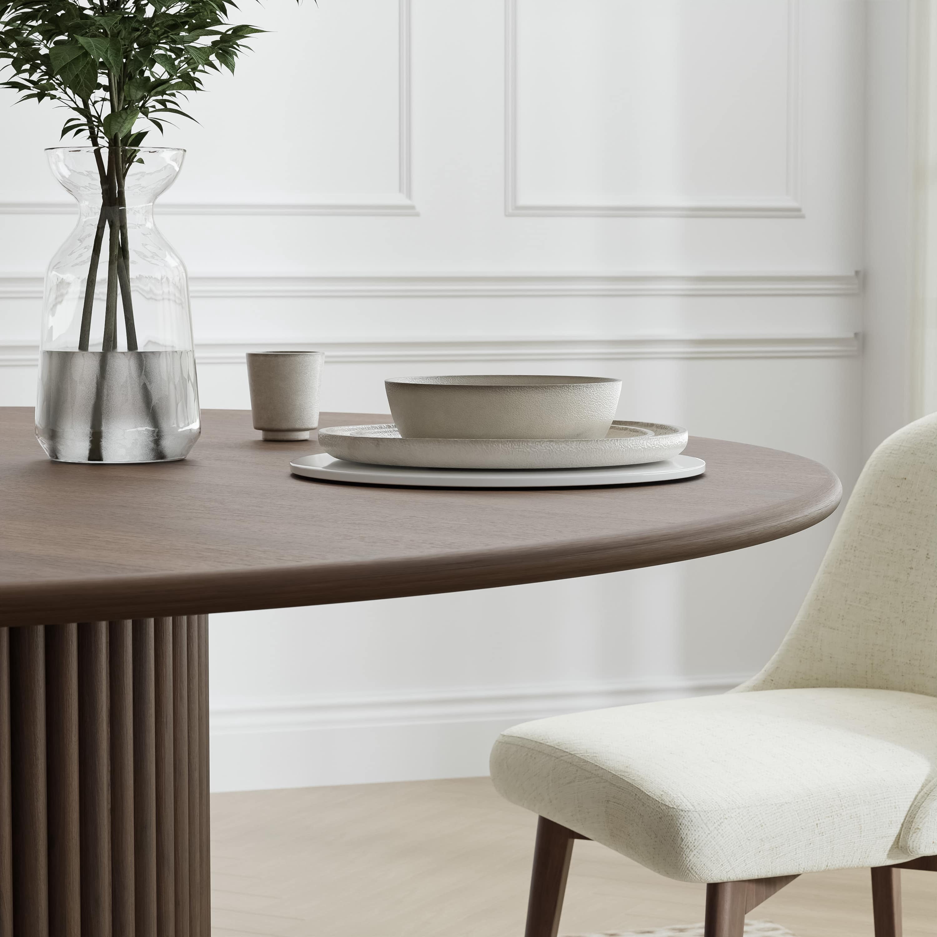 52 in. Soild Wood Walnut Dining Table Round Kitchen Table