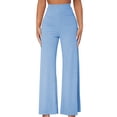 thumbnail image 1 of RXIRUCGD Ladies' Casual Elastic High Waisted Temperament Wide Leg Pants, Light Blue, Size: M, 1 of 4