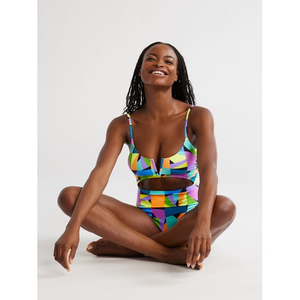 No Boundaries Women's Cutout V-Wire One-Piece Swimsuit Sizes XXS