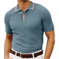 thumbnail image 2 of WREESH Men's Business Casual Henley Shirts Knitwear Woolen Shirt with Pocket and Solid Color for a Sophisticated Short Sleeve Look Light Blue, 2 of 6