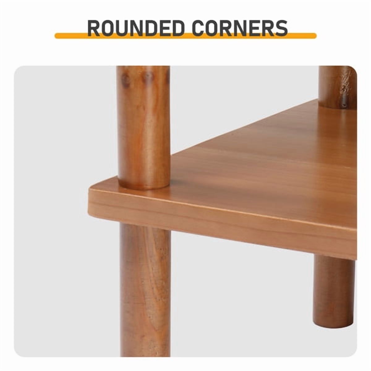 2-Tier Wood End Table, Sturdy Fir Wood, Weather-Resistant, Indoor/Outdoor Use for Patio/Balcony/Living Room/Bedroom