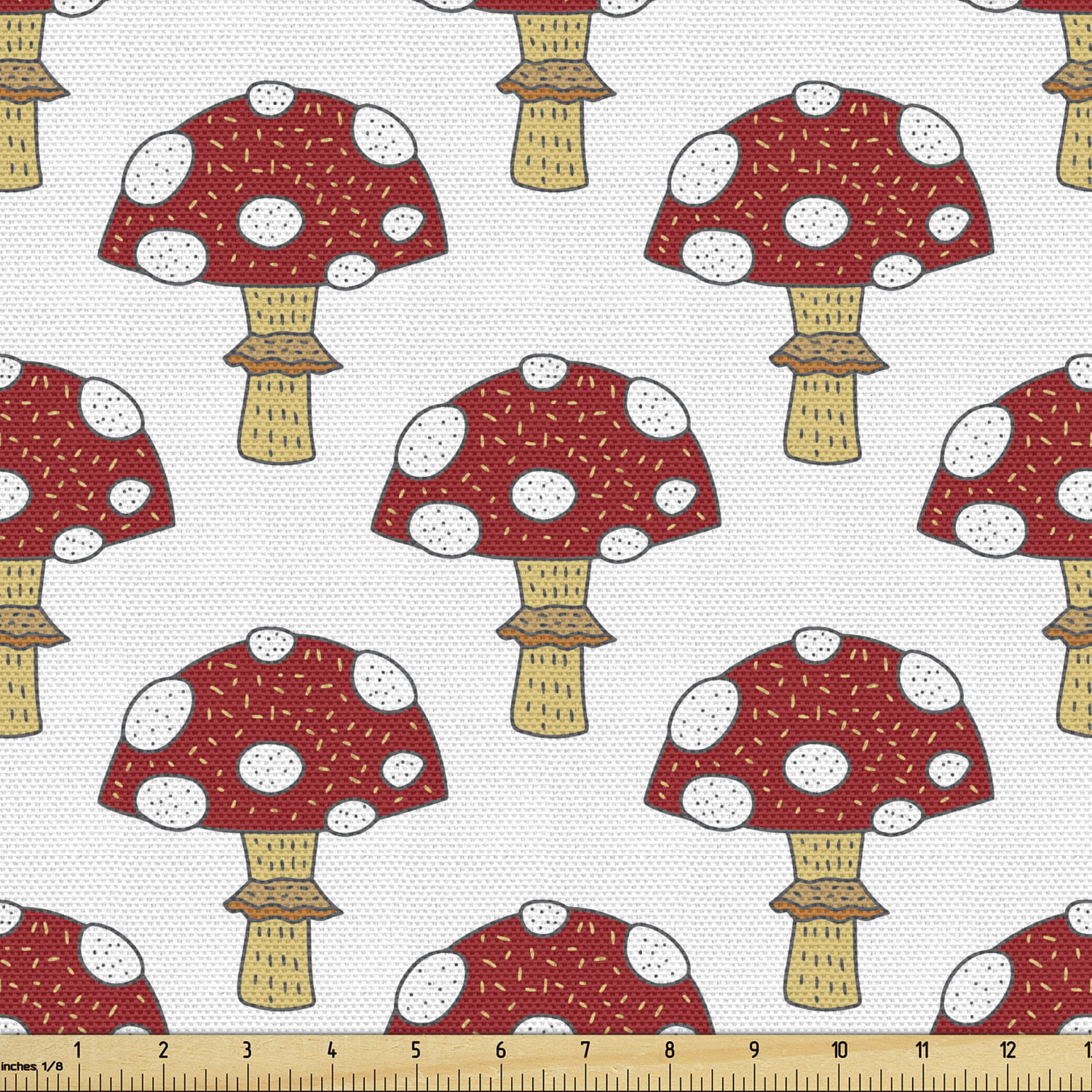 Mushroom fabric 100% cotton quilting fabric by the yard Pink mushrooms on salmon pink
