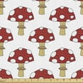 thumbnail image 1 of Mushroom Fabric by the Yard, Forest Pattern Fungus and Dots on Woodland Botany on Plain Backdrop, Upholstery Fabric for Dining Chairs Home Decor Accents, Pastel Brown Red White by Ambesonne, 1 of 5