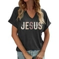 thumbnail image 2 of Womens 2026 Summer Tops Short Sleeve V-Neck Casual Basic Tees Jesus Print Spring T Shirts, 2 of 4