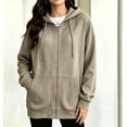 thumbnail image 3 of Sheghy Zip Hoodie for Women Long Sleeve Hooded Sweatshirt Casual Khaki S, 3 of 9