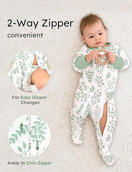Yoofoss Baby Pajamas 100% Organic Cotton Baby Sleepers for Newborn Boys Girl Clothes 3pcs Footed PJs