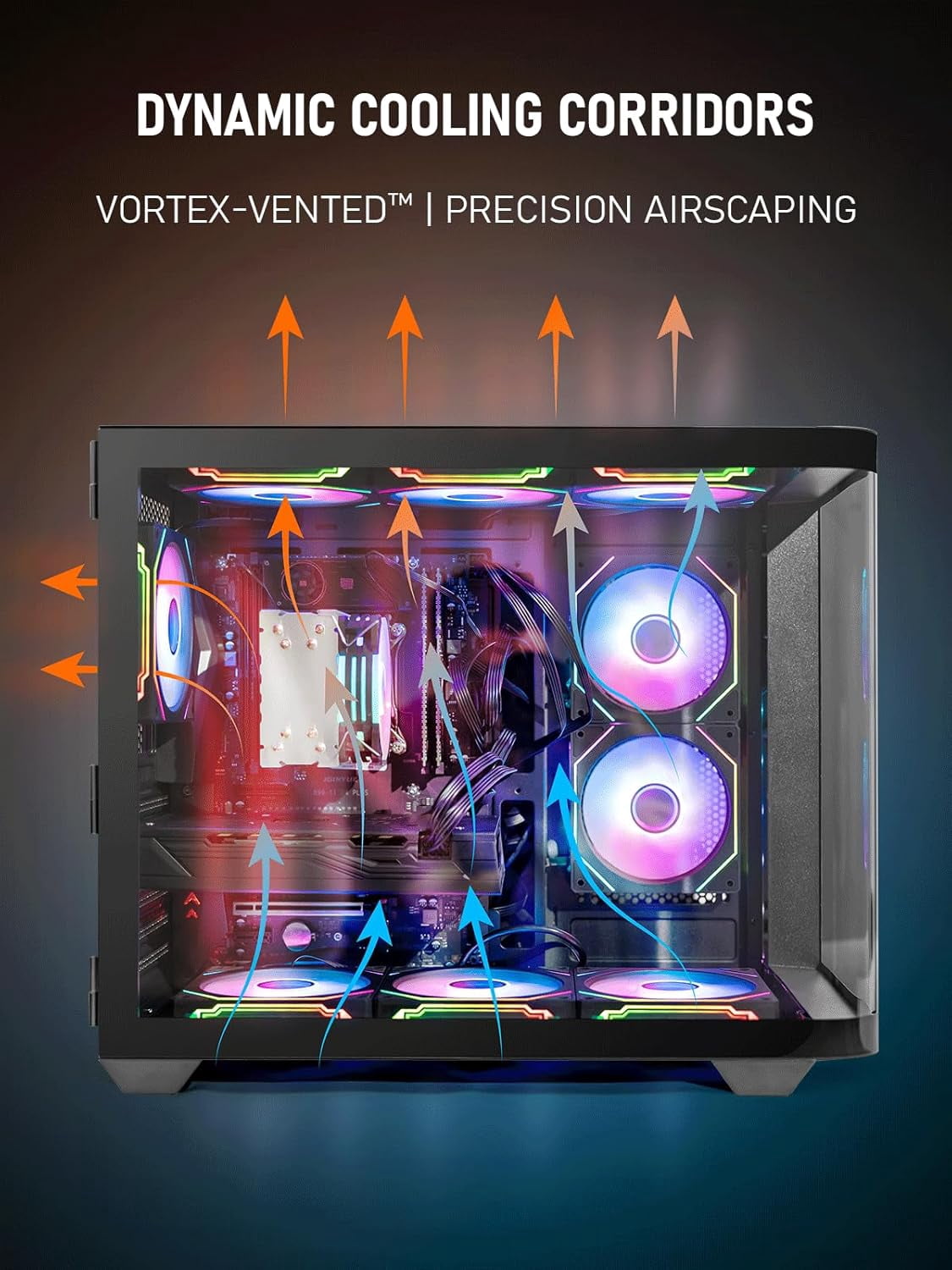 Gaming PC Desktop—i5-11600, RX 580 8GB, 16GB RAM, 512GB SSD+1TB HDD, WiFi 6, BT 5.4, Win11, 9× ARGB Fans | Ready for Fortnite/GTA V/Valorant