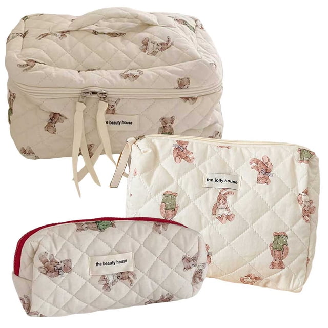 Estuche Organizador de maquillaje JShteea 3 uds Acolchado algodón para Mujeres y niñas