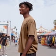 thumbnail image 4 of Dalix Astronaut Heavyweight Pigment Dye Tee Short Sleeve Cotton Shirt Mens in Camel 3XL XXX-Large, 4 of 5