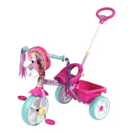 Triciclo Apache Barbie Grande Deluxe con Barra de Empuje Rosa