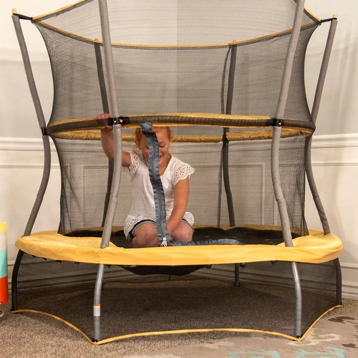 Skywalker Trampolines ActivPlay 48" Safari Explorer Mini Trampoline with Safety Enclosure Net - Round Kids Bouncer with Animal Print Design, Indoor/Outdoor Use, Durable Steel Frame
