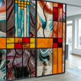 thumbnail image 3 of Stained Glass Window Film Self Adhesive Colorful Stained Glass Retro Geometric Removable Frosted Glass Film Plastic 35.4inch x 63inch (L+R,2PCS), 3 of 6