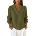 thumbnail image 2 of Women's Fashion Long Sleeve Solid Color Pullover Knitted Sweater, Cozy and Stylish, Great for Casual Wear and Seasonal Outfits,Army Green,L, 2 of 5