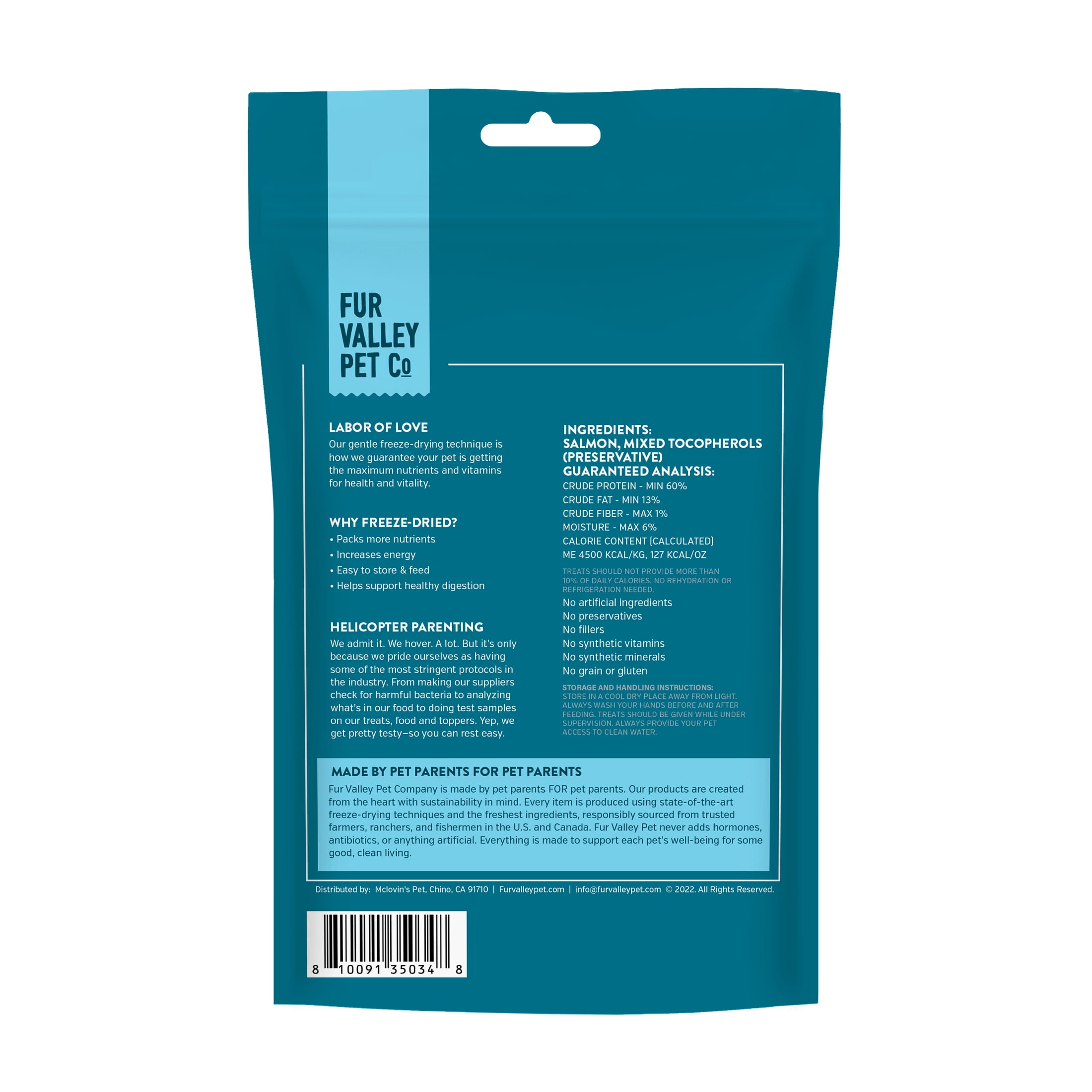 (3 pack) Fur Valley Pet Co. Freeze Dried Raw Salmon Treats & Topper for Dogs and Cats - 1 oz.