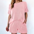 thumbnail image 2 of Conjunto de 2 piezas para mujer: top de cuello redondo y manga corta y pantalones cortos holgados, 2 of 7