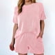 thumbnail image 2 of Conjunto de 2 piezas para mujer: top de cuello redondo y manga corta y pantalones cortos holgados, 2 of 7