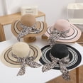 thumbnail image 5 of Sombrero de 56-58cm de circunferencia para mujer, sombrilla de verano con borde grande, sombrero de paja para viaje y ocio, sombrero plegable con lazo para el sol, 5 of 5