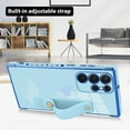 thumbnail image 4 of Designed for Samsung Galaxy S22 Ultra Case with Strap Luxury Love Heart Plating Gold Bumper Phone Cover Wristband Kickstand Full Body Protective Slim Case for Women Girls-Blue, 4 of 10