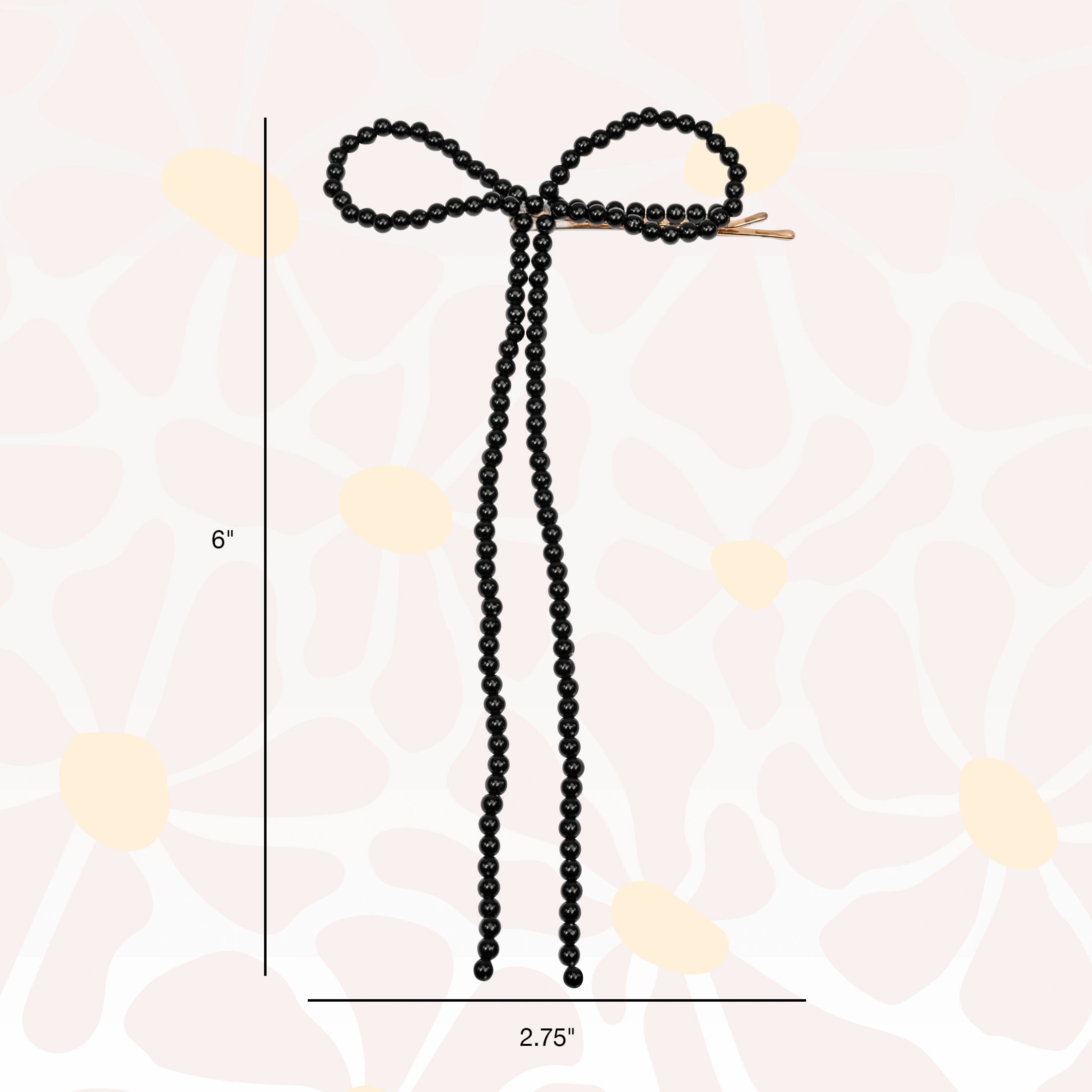 Scunci x Kelsey Anderson Beaded Bow Bobby Pins, Black, 2 count