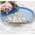 thumbnail image 4 of Peineta para el pelo de boda para novia, accesorios para el cabello de perlas, tocado de novia de flores para mujeres y niñas, 4 of 5