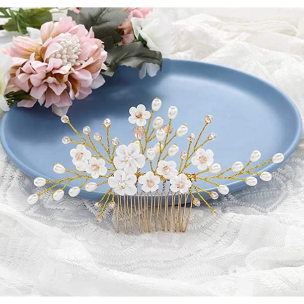 Peineta De Flores Y Cristales Para Novia – Accesorio Elegante Para Bodas Y Uso Diario