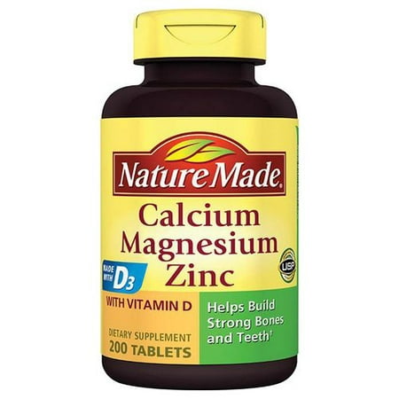 Nature Made Calcium, Magnesium, Zinc Dietary Supplement Tablets, 200 ...