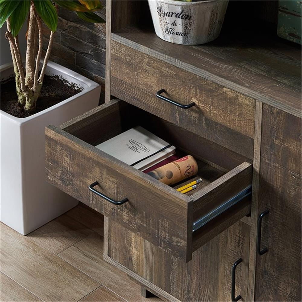 Furniture of America Berto Farmhouse Wood 3-Shelf Bookcase in Reclaimed Oak
