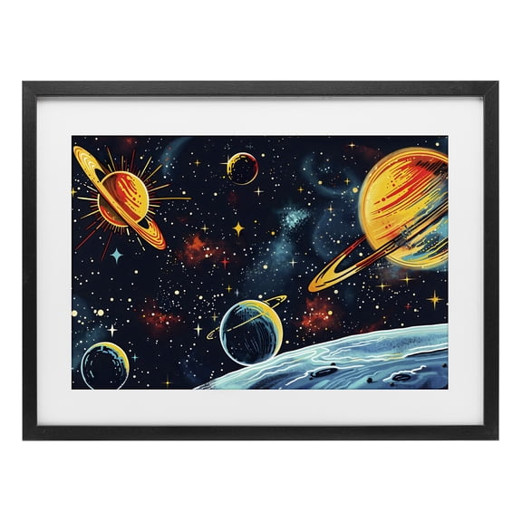 Stupell Industries Contemporary Black Lit Galaxy Panorama Black Framed Print Under Glass, 20 x 14, by Creative Studio