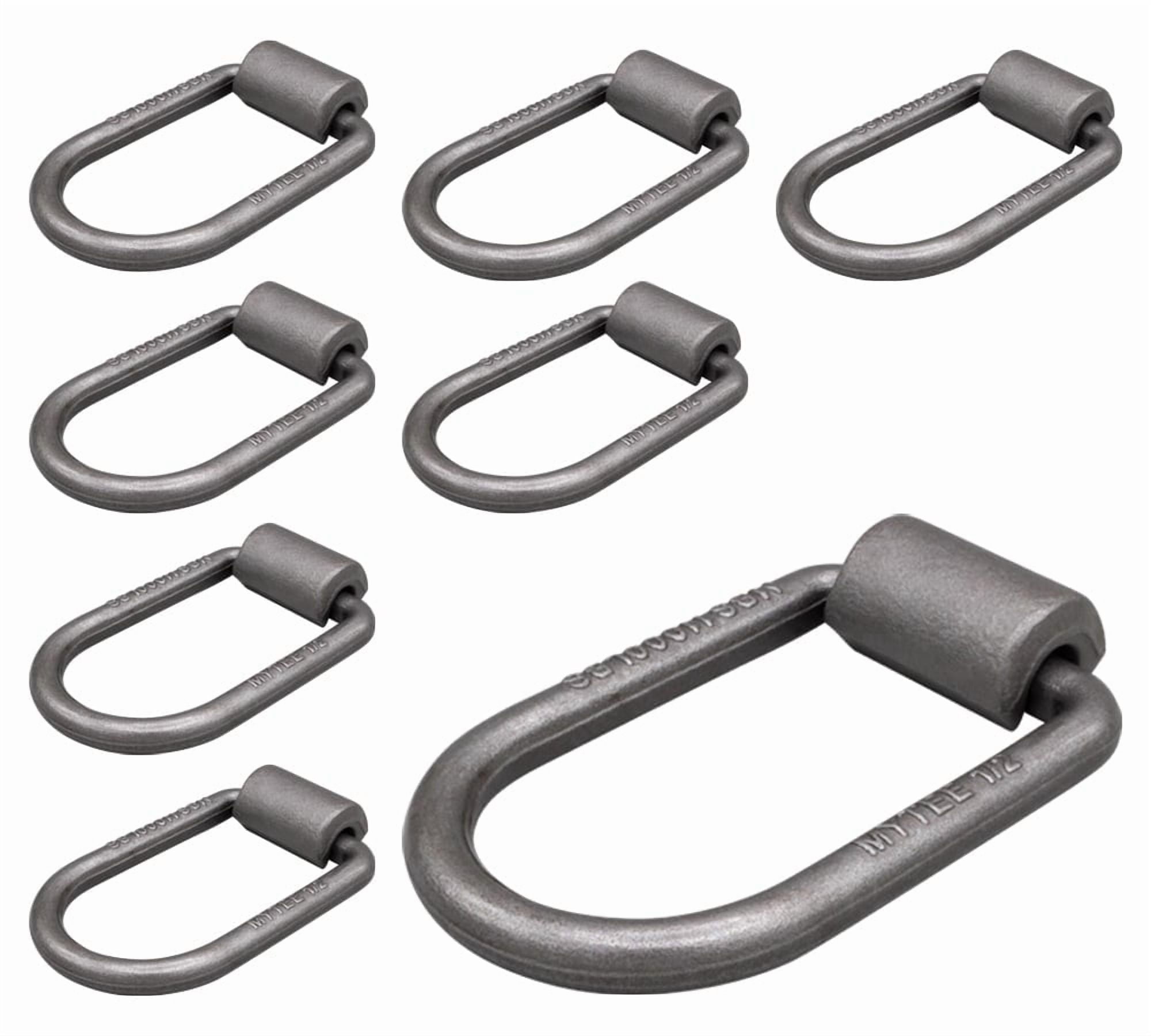 8 pack 1/2" Heavy Duty Weld-On Extended Forged D Ring w/ Mounting Brackets - 11000 lbs Bracking Strength - Tie Down Anchor D-Ring for Trailer, Truck Cargo, RV, ATV Tiedowns