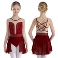 thumbnail image 3 of Miaeowve Justaucorps de Danse Ballet Scintillants pour Filles Robe de Danse Lyrique en Maille Transparente Bourgogne 12, 3 of 7