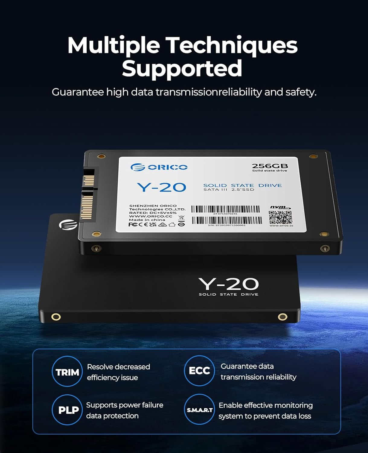 ORICO 512GB 2.5 Inch SSD Solid State Drive SATA III 6Gbps-Read Speed up to 500MB/s Internal 2.5" SSD for Desktop Laptop-Y20