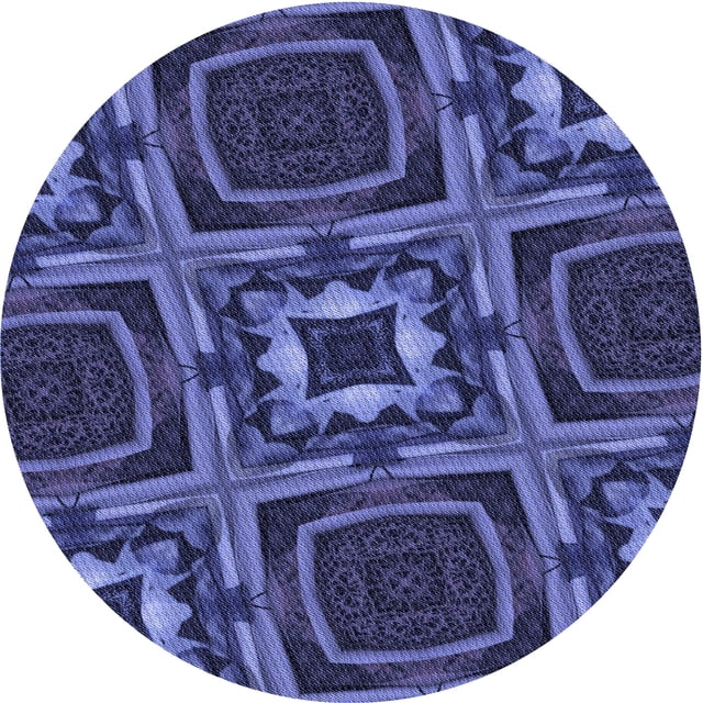 Ahgly Company Tapis de Zone Rond d'Intérieur Lavable à la Machine, Transitionnel, Bleu Ardoise Clair, 3 Pieds Rond