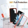 thumbnail image 3 of Allytech Rugged Case Compatible with Samsung Galaxy S23 Plus with Hidden Kickstand, [Military Grade Drop Protection] Soft TPU Hard PC Bumper Non-Slip Shockproof Full Protective Case, Orange+Clear, 3 of 8