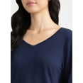 thumbnail image 4 of Time and Tru Women's Cotton V-Neck Tee with Long Sleeves, Size XS-XXXL, 4 of 5